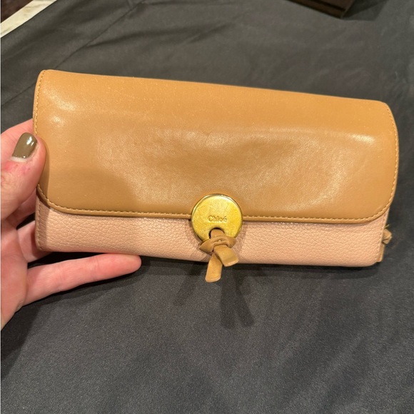 Chloe Indy Continental Flap Wallet Blush Pink Grained Leather Logo Closure - Picture 4 of 16